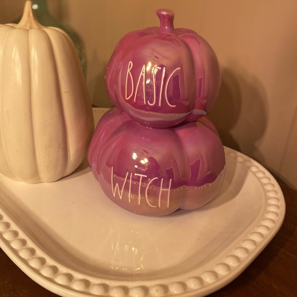 Rae Dunn “Basic Witch” Iridescent Pumpkin Stack